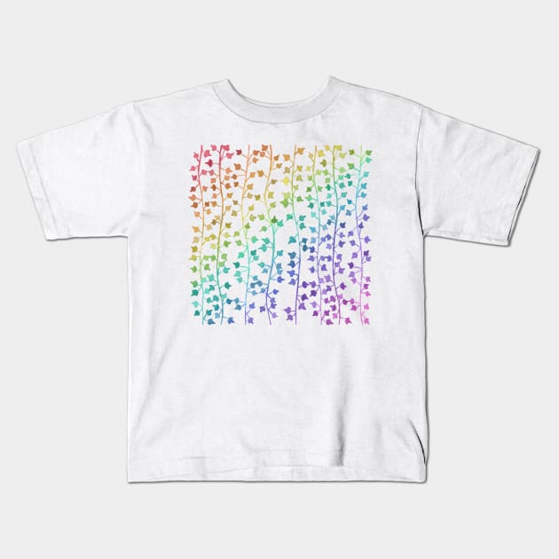 Watercolor Rainbow Pastel Vines Pattern Kids T-Shirt by monitdesign